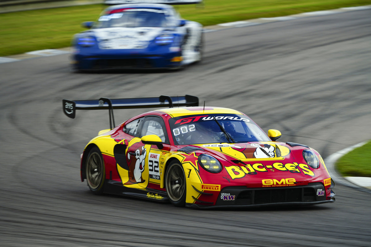The No. 32 GMG Racing Porsche 911 GT3 R Evo at Barber Motorsports Park