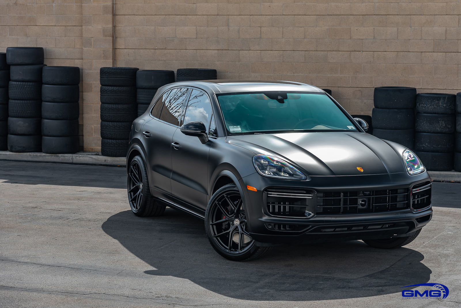 Satin Black Porsche Cayenne Turbo