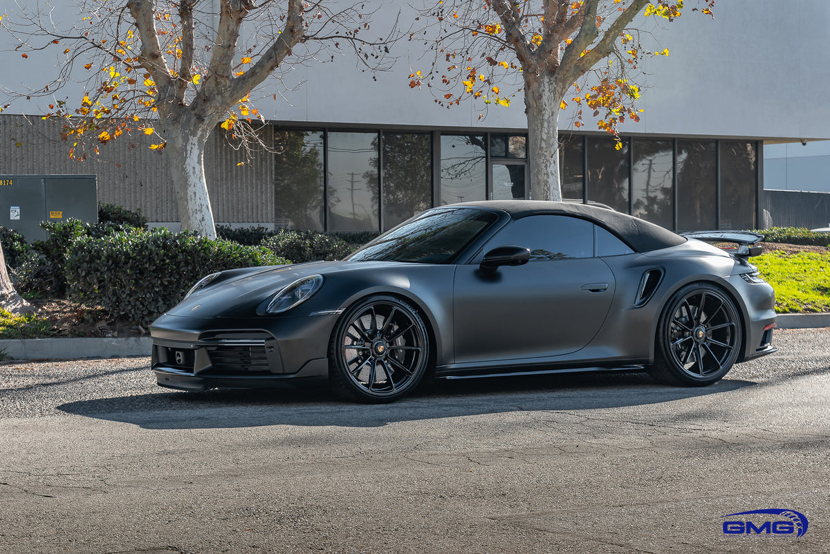 Satin Black Porsche 992 Turbo S Cab