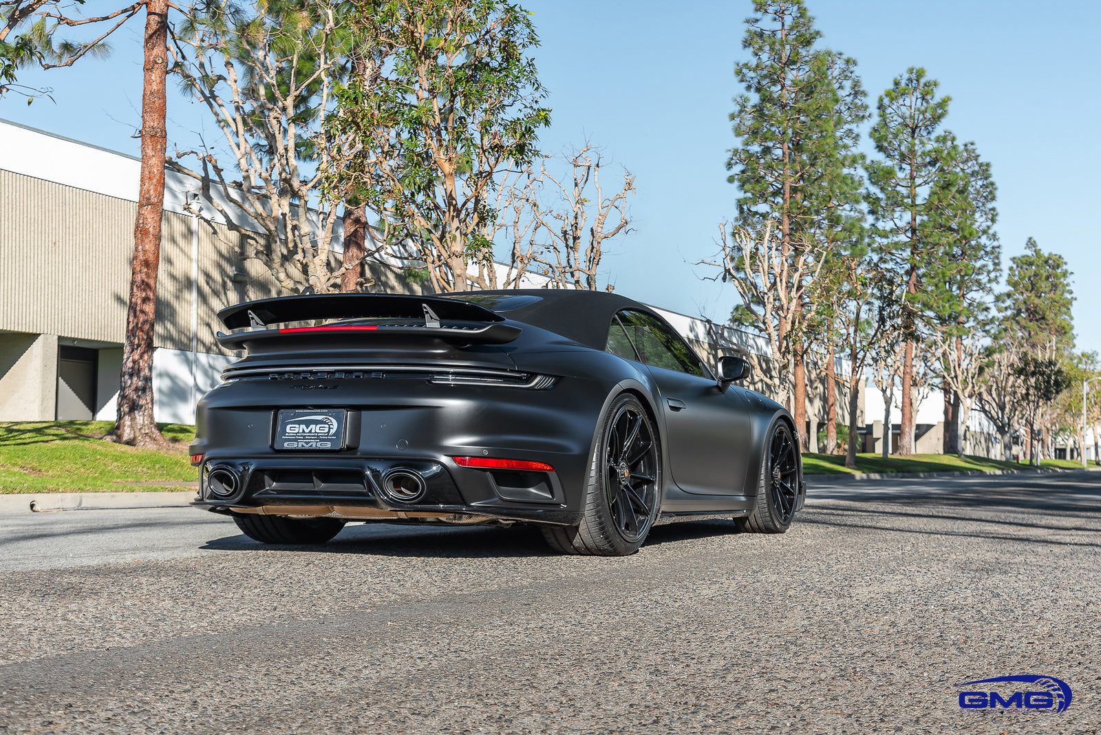 Satin Black Porsche 992 Turbo S Cab