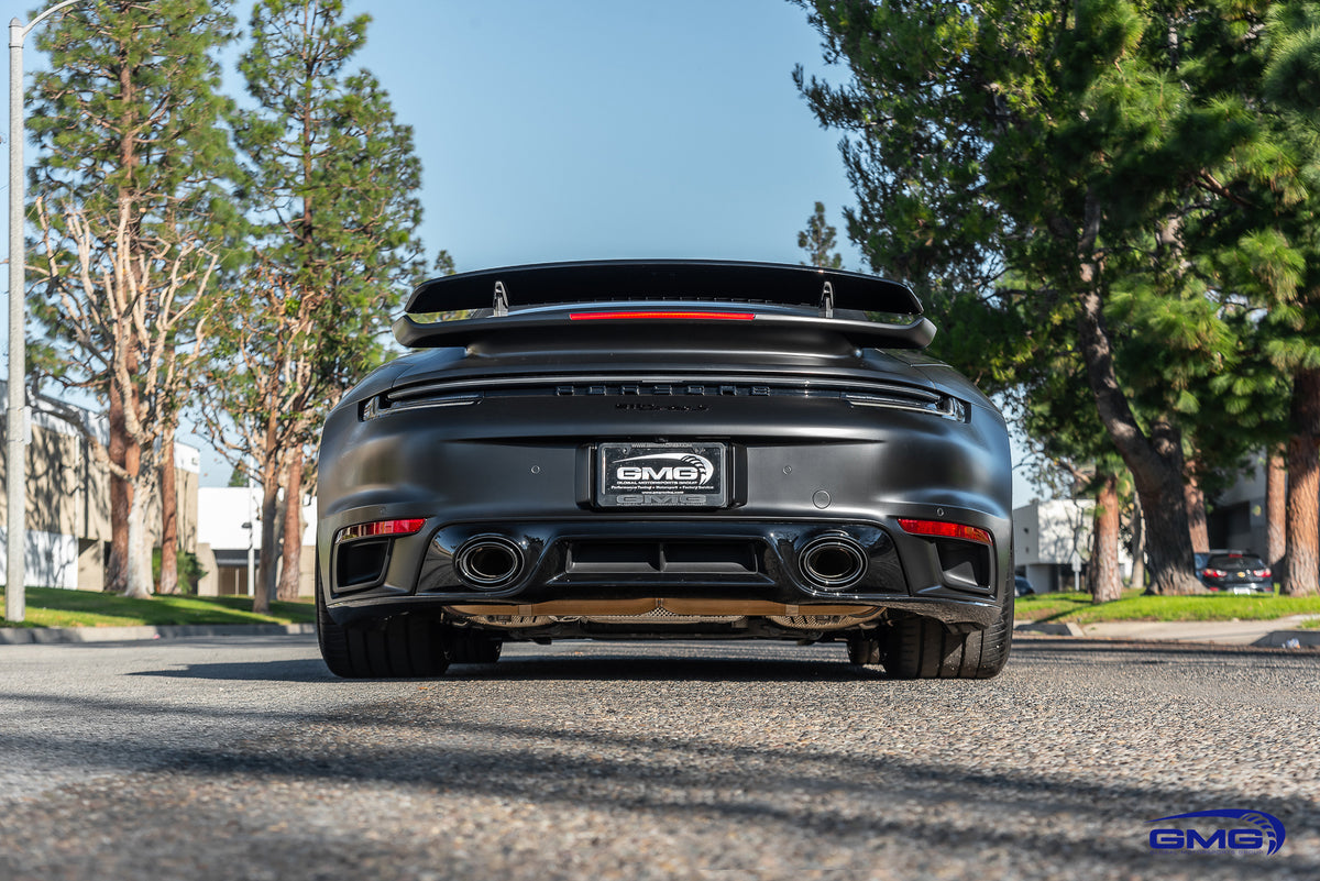 Satin Black Porsche 992 Turbo S Cab
