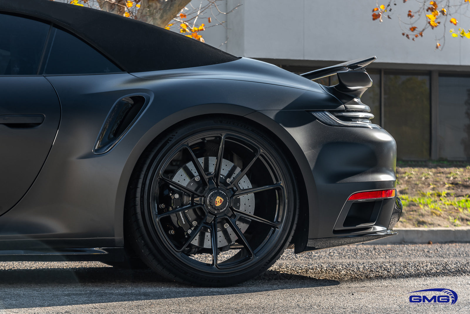 Satin Black Porsche 992 Turbo S Cab