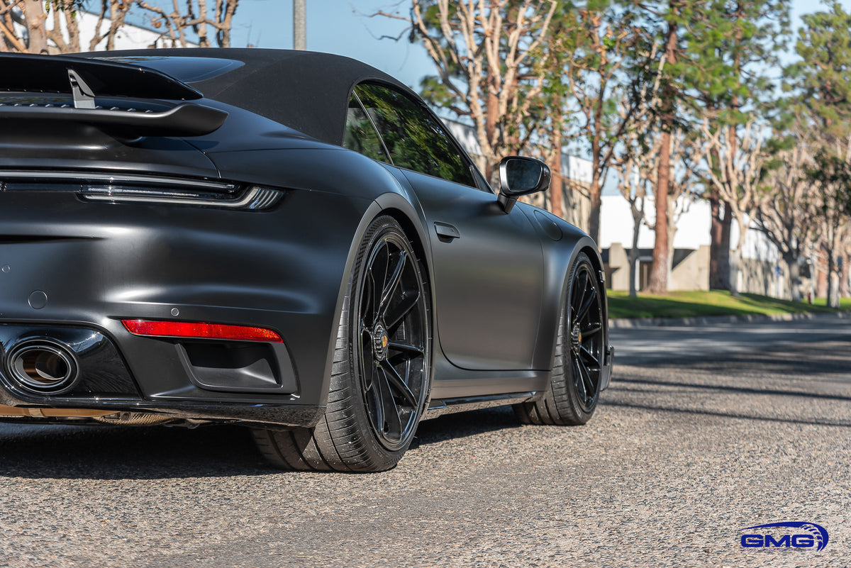 Satin Black Porsche 992 Turbo S Cab